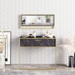 Casa si Gradina - Mobilier - Comode si corpuri - Masute de toaleta - Masuta de toaleta, Hanah Home, pal melaminat, auriu si negru, 90x38.5x76.8 cm - Infinity.ro