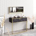 Casa si Gradina - Mobilier - Comode si corpuri - Masute de toaleta - Masuta de toaleta, Hanah Home, pal melaminat, auriu si negru, 90x38.5x76.8 cm - Infinity.ro