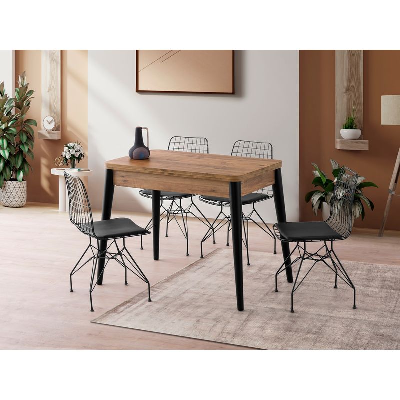 Casa si Gradina - Mobilier - Mese si birouri - Mese bucatarie si dining - Masa extensibila, Hanah Home, PAL melaminat, pin atlantic, 100x60x75 cm - Infinity.ro