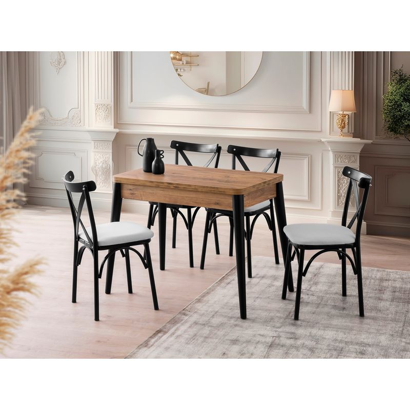 Casa si Gradina - Mobilier - Mese si birouri - Mese bucatarie si dining - Masa extensibila, Hanah Home, PAL melaminat, pin atlantic, 100x60x75 cm - Infinity.ro