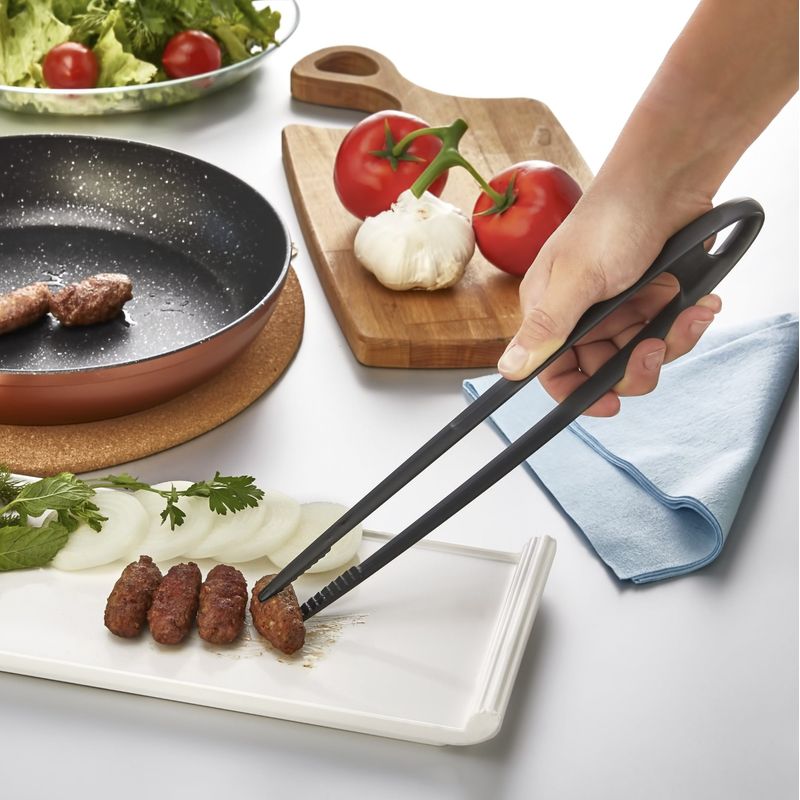 Casa si Gradina - Bucatarie si vesela - Ustensile bucatarie - Polonice, linguri si clesti de bucatarie - Cleste de bucatarie, Hermia, plastic, negru, 28x2 cm - Infinity.ro
