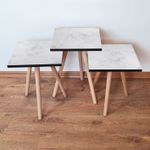 Casa si Gradina - Mobilier - Mese si birouri - Masute de cafea - Set masute de cafea, Hanah Home, mdf, alb gri, 35x35x52 cm, 481LNA2948 - Infinity.ro