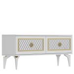 Casa si Gradina - Mobilier - Comode si corpuri - Comode - Comoda tv, Hanah Home, pal melaminat, alb auriu, 120x49x29.6 cm - Infinity.ro