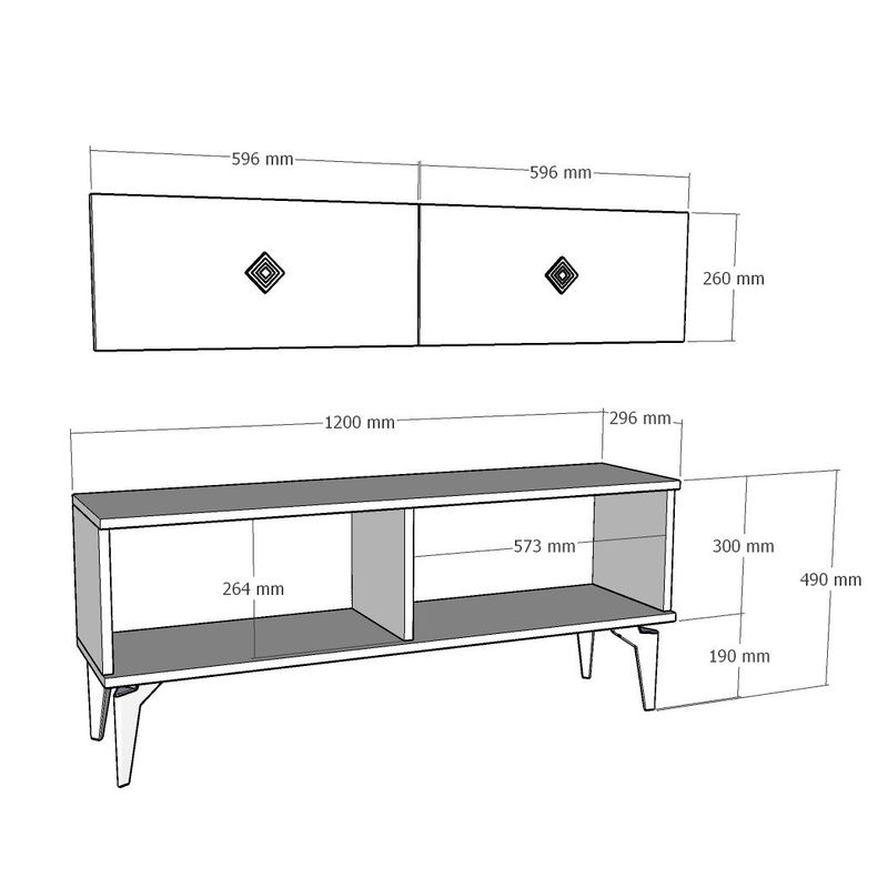 Casa si Gradina - Mobilier - Comode si corpuri - Comode - Comoda tv, Hanah Home, pal melaminat, alb auriu, 120x49x29.6 cm - Infinity.ro