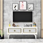Casa si Gradina - Mobilier - Comode si corpuri - Comode - Comoda tv, Hanah Home, pal melaminat, alb auriu, 120x49x29.6 cm - Infinity.ro