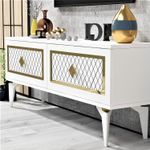 Casa si Gradina - Mobilier - Comode si corpuri - Comode - Comoda tv, Hanah Home, pal melaminat, alb auriu, 120x49x29.6 cm - Infinity.ro