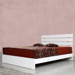 Casa si Gradina - Mobilier - Saltele si somiere - Somiere - Somiera dubla, Hanah Home, panou de particule cu melamina, alb, 185x205x100 cm - Infinity.ro