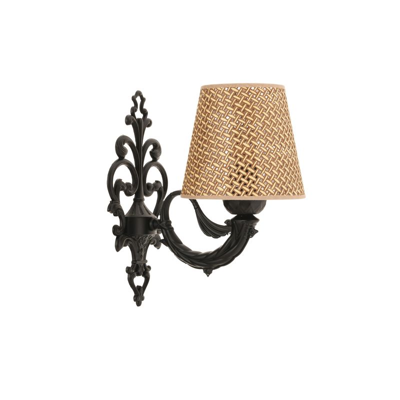 Casa si Gradina - Corpuri si surse de iluminat - Plafoniere, aplice si spoturi - Aplica de perete, Opviq, metal, natural si negru, abajur textil, 24x26 cm - Infinity.ro