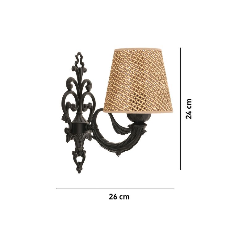 Casa si Gradina - Corpuri si surse de iluminat - Plafoniere, aplice si spoturi - Aplica de perete, Opviq, metal, natural si negru, abajur textil, 24x26 cm - Infinity.ro