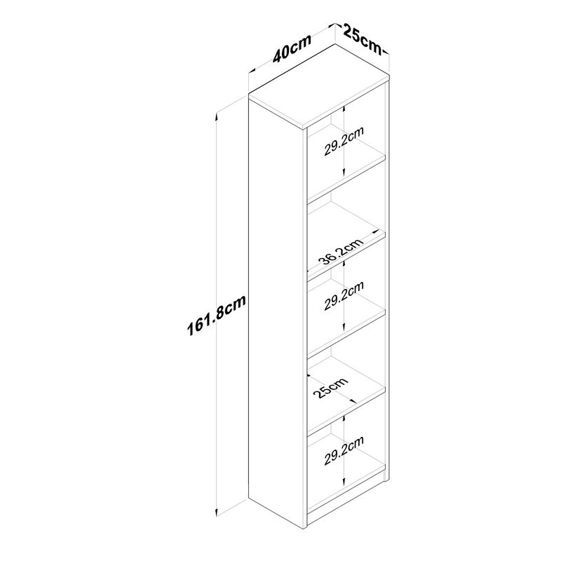 Casa si Gradina - Mobilier - Biblioteci si rafturi - Biblioteci - Biblioteca, Hanah Home, pal melaminat, alb si nuc, 40x25x161.8 cm - Infinity.ro