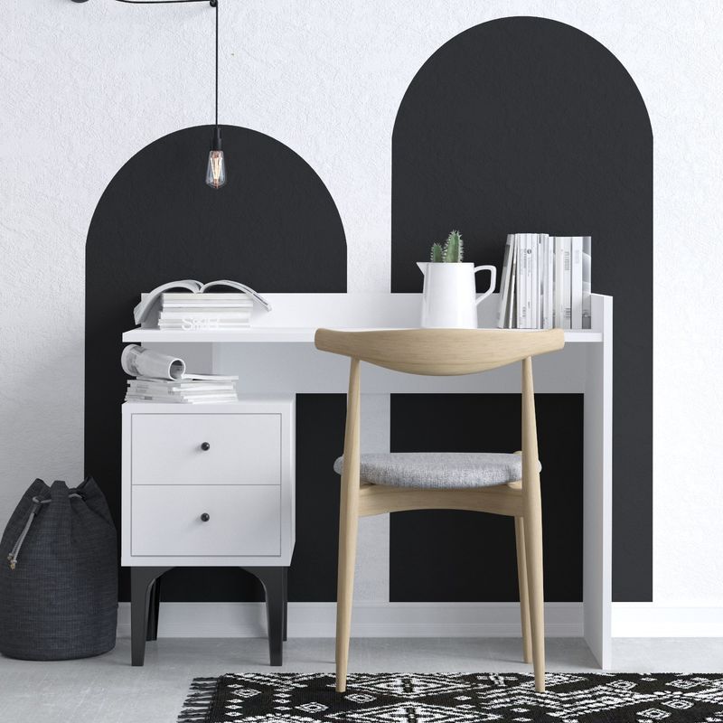 Casa si Gradina - Mobilier - Mese si birouri - Birouri - Birou de studiu, Hanah Home, pal melaminat, alb, 100x45x80 cm - Infinity.ro