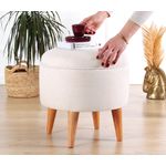 Casa si Gradina - Mobilier - Scaune si fotolii - Tabureti - Taburet, Atelier Del Sofa, bumbac si catifea, crem, picioare lemn, 40x42 cm - Infinity.ro