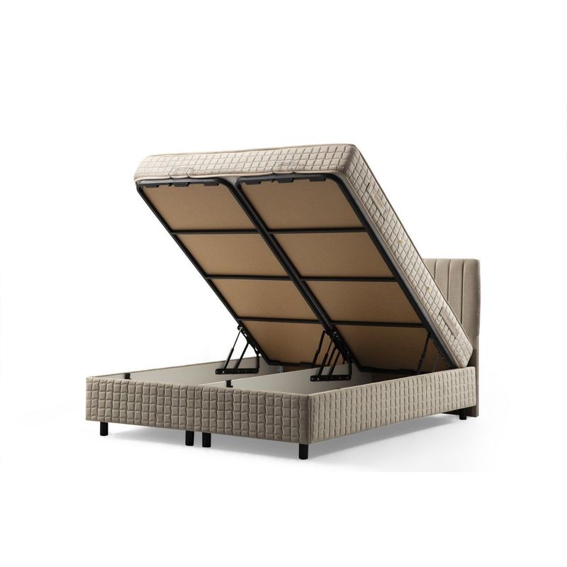 Casa si Gradina - Mobilier - Saltele si somiere - Somiere - Somiera cu tablie, Hanah Home, pal melaminat, maro, 150x200 cm - Infinity.ro