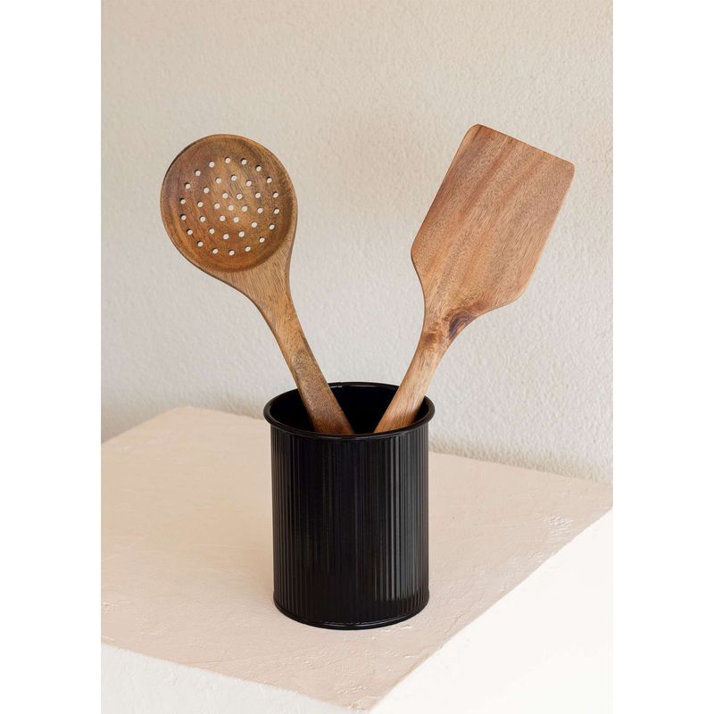 Casa si Gradina - Bucatarie si vesela - Organizare si depozitare bucatarie - Suporturi tacamuri si vase - Suport tacamuri, Hermia, metal galvanizat, negru, 10x10x13 cm - Infinity.ro