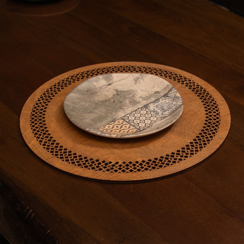 Casa si Gradina - Bucatarie si vesela - Organizare si depozitare bucatarie - Suporturi tacamuri si vase - Set covorase de masa, Hermia, lemn, nuc, 36x36 cm, 4 bucati, 790PYN1138 - Infinity.ro