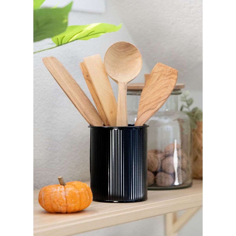 Casa si Gradina - Bucatarie si vesela - Organizare si depozitare bucatarie - Suporturi tacamuri si vase - Suport tacamuri, Hermia, metal galvanizat, negru, 10x10x13 cm - Infinity.ro