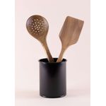 Casa si Gradina - Bucatarie si vesela - Organizare si depozitare bucatarie - Suporturi tacamuri si vase - Suport tacamuri, Hermia, metal galvanizat, negru, 10x10x13 cm - Infinity.ro