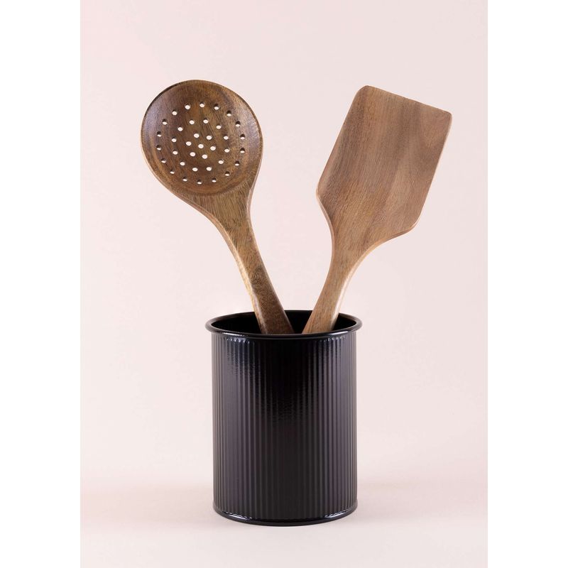 Casa si Gradina - Bucatarie si vesela - Organizare si depozitare bucatarie - Suporturi tacamuri si vase - Suport tacamuri, Hermia, metal galvanizat, negru, 10x10x13 cm - Infinity.ro