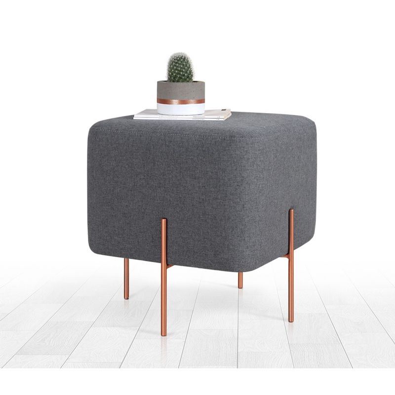 Casa si Gradina - Mobilier - Scaune si fotolii - Tabureti - Taburet, Atelier Del Sofa, bumbac si in, gri inchis, 40x40x42 cm - Infinity.ro