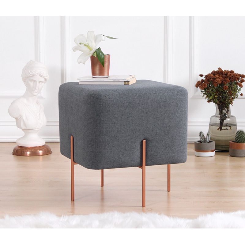 Casa si Gradina - Mobilier - Scaune si fotolii - Tabureti - Taburet, Atelier Del Sofa, bumbac si in, gri inchis, 40x40x42 cm - Infinity.ro