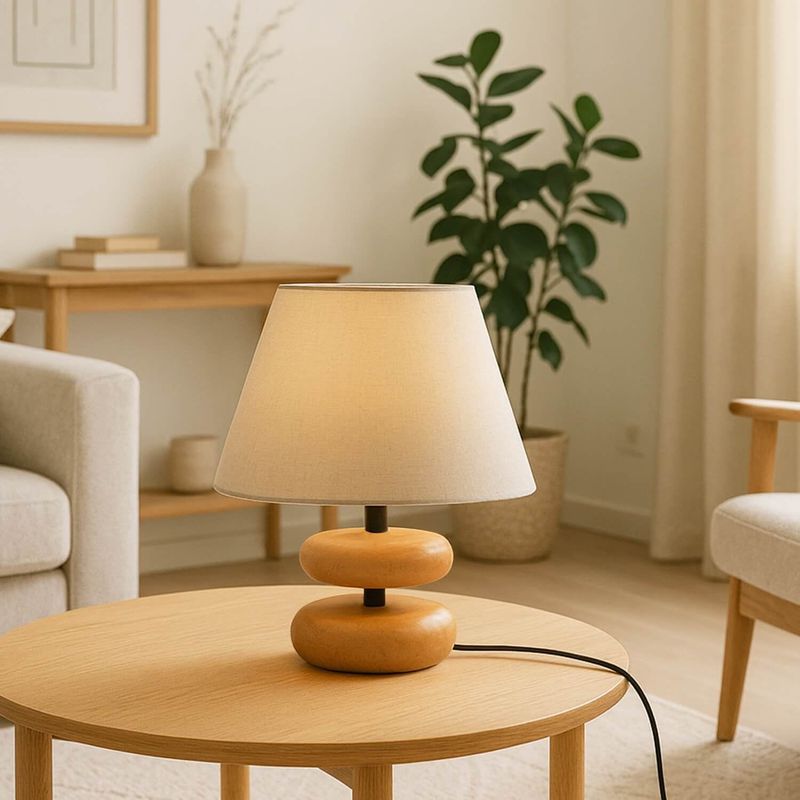 Casa si Gradina - Corpuri si surse de iluminat - Veioze si lampi - Veioze - Veioza, Opviq, lemn, bej, 32 cm - Infinity.ro