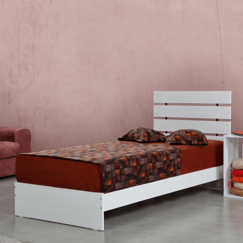 Casa si Gradina - Mobilier - Saltele si somiere - Somiere - Somiera de o persoana, Hanah Home, panou aglomerat melaminat, alb, 95x100x205 cm - Infinity.ro