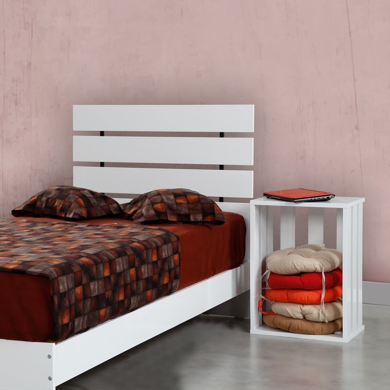 Casa si Gradina - Mobilier - Saltele si somiere - Somiere - Somiera de o persoana, Hanah Home, panou aglomerat melaminat, alb, 95x100x205 cm - Infinity.ro