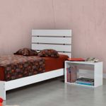 Casa si Gradina - Mobilier - Saltele si somiere - Somiere - Somiera de o persoana, Hanah Home, panou aglomerat melaminat, alb, 95x100x205 cm - Infinity.ro