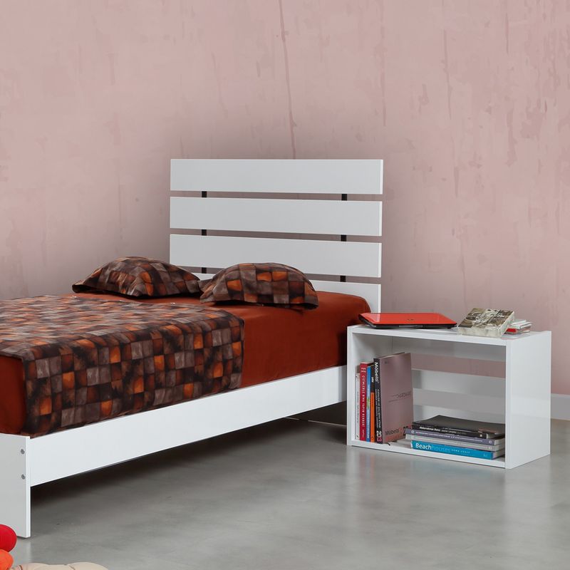 Casa si Gradina - Mobilier - Saltele si somiere - Somiere - Somiera de o persoana, Hanah Home, panou aglomerat melaminat, alb, 95x100x205 cm - Infinity.ro