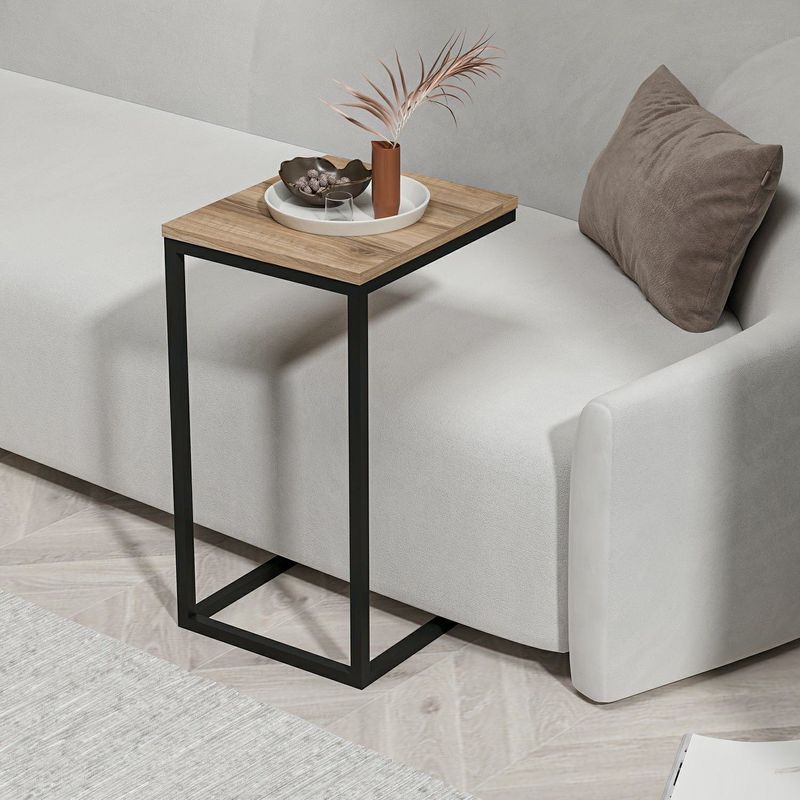 Casa si Gradina - Mobilier - Mese si birouri - Mese living - Masa laterala, Hanah Home, panou de particule cu melamina, nuc, 35x40x65 cm - Infinity.ro