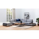 Casa si Gradina - Mobilier - Canapele si coltare - Coltare - Coltar cu pouf, Hanah Home, stanga, textil, gri inchis, 193x313x97 cm - Infinity.ro