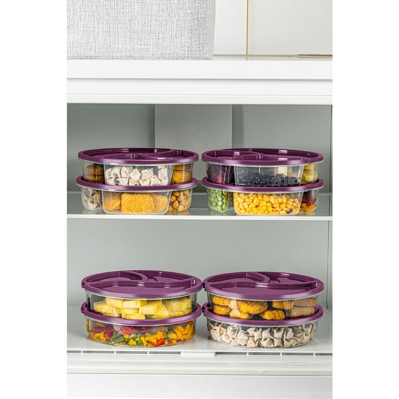 Casa si Gradina - Bucatarie si vesela - Organizare si depozitare bucatarie - Cutii alimentare - Set cutii depozitare, Hermia, plastic, mov, 21x21x5 cm, 8 piese - Infinity.ro