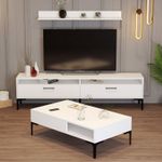 Casa si Gradina - Mobilier - Seturi de mobilier - Seturi living - Set mobilier living, Hanah Home, pal melaminat, alb, 180x47x35 cm - Infinity.ro