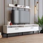 Casa si Gradina - Mobilier - Seturi de mobilier - Seturi living - Set mobilier living, Hanah Home, pal melaminat, alb, 180x47x35 cm - Infinity.ro