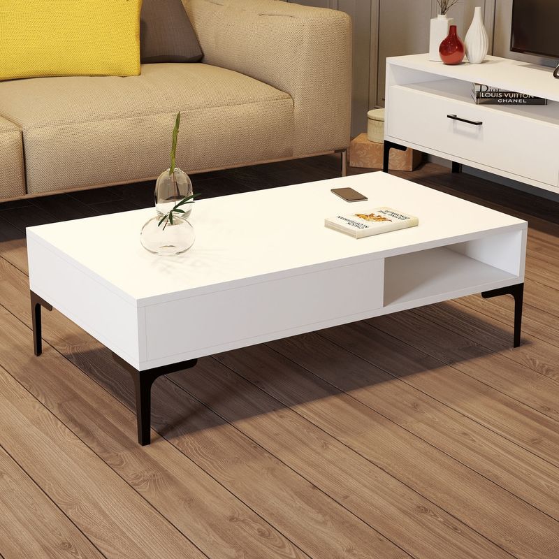 Casa si Gradina - Mobilier - Seturi de mobilier - Seturi living - Set mobilier living, Hanah Home, pal melaminat, alb, 180x47x35 cm - Infinity.ro