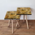 Casa si Gradina - Mobilier - Mese si birouri - Masute de cafea - Set masute de cafea, Hanah Home, mdf, camel si negru, 35x35x47 cm, 35x35x42 cm - Infinity.ro