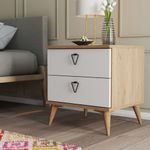 Casa si Gradina - Mobilier - Comode si corpuri - Noptiere - Noptiera, Hanah Home, pal melaminat, stejar si alb, 52x45x55.1 cm - Infinity.ro
