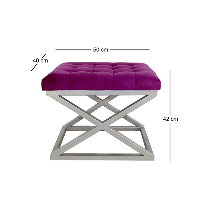 Casa si Gradina - Mobilier - Scaune si fotolii - Tabureti - Taburet, Atelier Del Sofa, metal, argintiu fucsia, 42x50x40 cm, 383EVN1215 - Infinity.ro