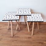 Casa si Gradina - Mobilier - Mese si birouri - Masute de cafea - Set masute de cafea tip cuib, Hanah Home, mdf, albastru marin si alb, 35x35x52 cm - Infinity.ro