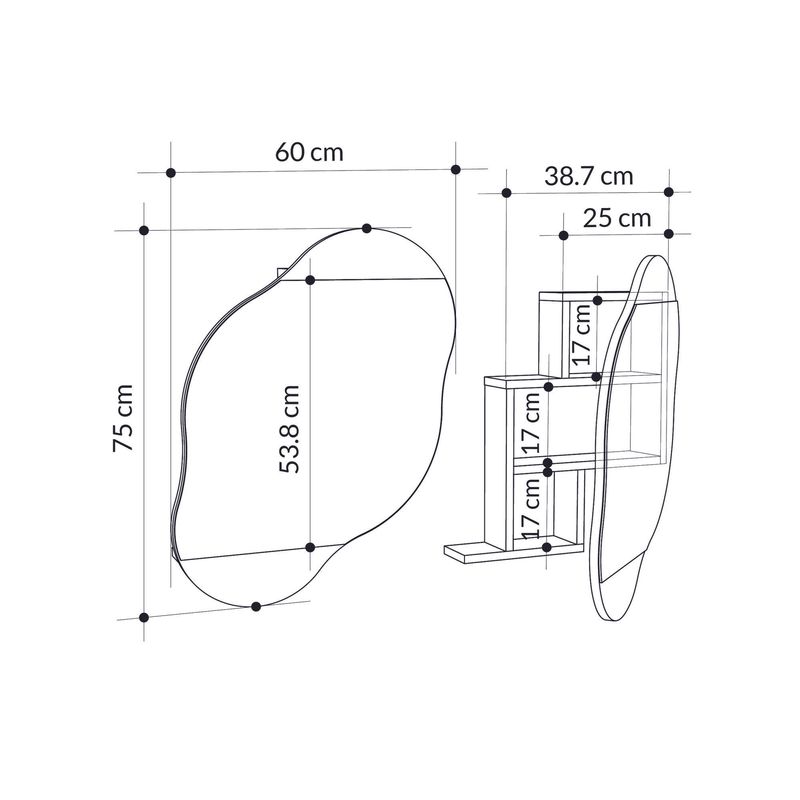 Casa si Gradina - Mobilier - Mobilier baie - Corpuri baie - Dulap baie cu oglinda, Hanah Home, panou aglomerat melaminat, carrara, 60x75x13 cm - Infinity.ro