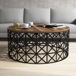 Casa si Gradina - Mobilier - Mese si birouri - Masute de cafea - Masuta de cafea, Hanah Home, pal melaminat, nuc si negru, 90x90x38 cm, 845HCT5227 - Infinity.ro