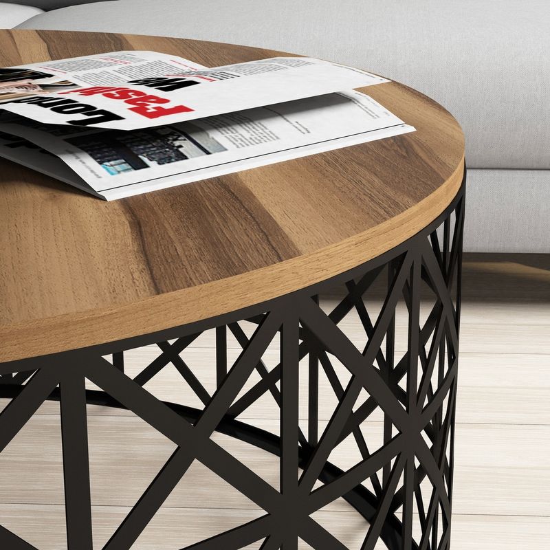 Casa si Gradina - Mobilier - Mese si birouri - Masute de cafea - Masuta de cafea, Hanah Home, pal melaminat, nuc si negru, 90x90x38 cm, 845HCT5227 - Infinity.ro