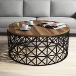 Casa si Gradina - Mobilier - Mese si birouri - Masute de cafea - Masuta de cafea, Hanah Home, pal melaminat, nuc si negru, 90x90x38 cm, 845HCT5227 - Infinity.ro