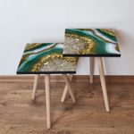 Casa si Gradina - Mobilier - Mese si birouri - Masute de cafea - Set masute de cafea, Hanah Home, mdf, bej auriu verde alb, 35x47x35 cm, 2 piese - Infinity.ro