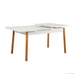 Casa si Gradina - Mobilier - Seturi de mobilier - Seturi mese si scaune - Set masa extensibila cu scaune, Hanah Home, pal melaminat, pin atlantic alb piatra, 120-153x75x77 cm - Infinity.ro