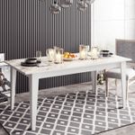 Casa si Gradina - Mobilier - Mese si birouri - Mese bucatarie si dining - Masa dining, Hanah Home, panou de particule melaminat, alb, model marmura, 180x90x76.8 cm - Infinity.ro