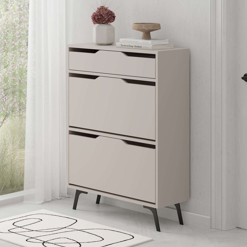 Casa si Gradina - Mobilier - Dulapuri si sifoniere - Dulapuri pantofi - Dulap pantofi, Hanah Home, pal melaminat, mocha deschis, 81.6x29.5x110 cm - Infinity.ro