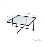 Casa si Gradina - Mobilier - Mese si birouri - Masute de cafea - Masuta de cafea, Hanah Home, sticla securizata, negru, 85x85x35 cm - Infinity.ro