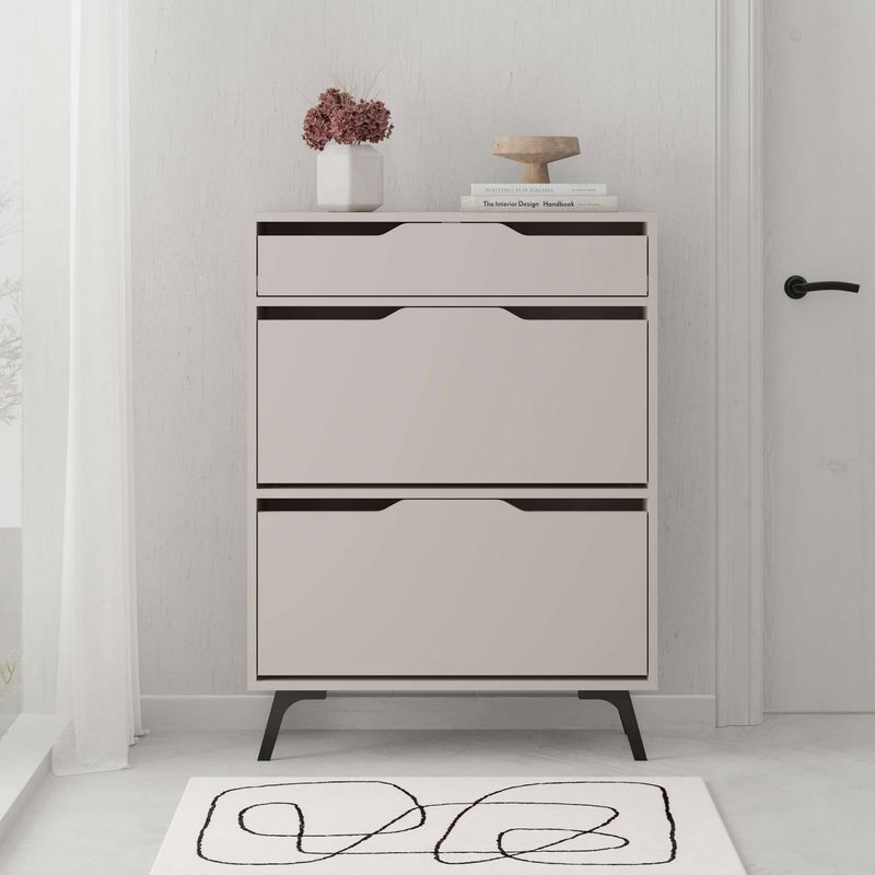 Casa si Gradina - Mobilier - Dulapuri si sifoniere - Dulapuri pantofi - Dulap pantofi, Hanah Home, pal melaminat, mocha deschis, 81.6x29.5x110 cm - Infinity.ro