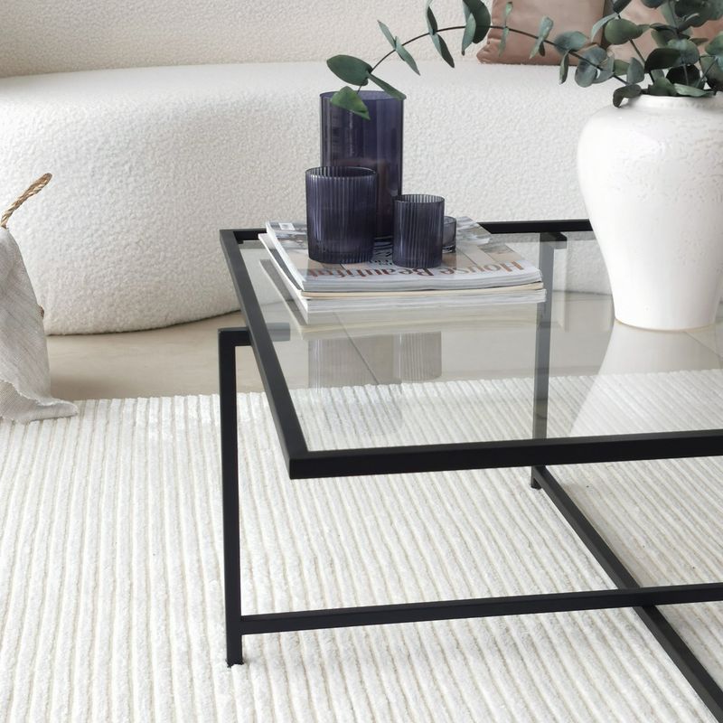 Casa si Gradina - Mobilier - Mese si birouri - Masute de cafea - Masuta de cafea, Hanah Home, sticla securizata, negru, 85x85x35 cm - Infinity.ro